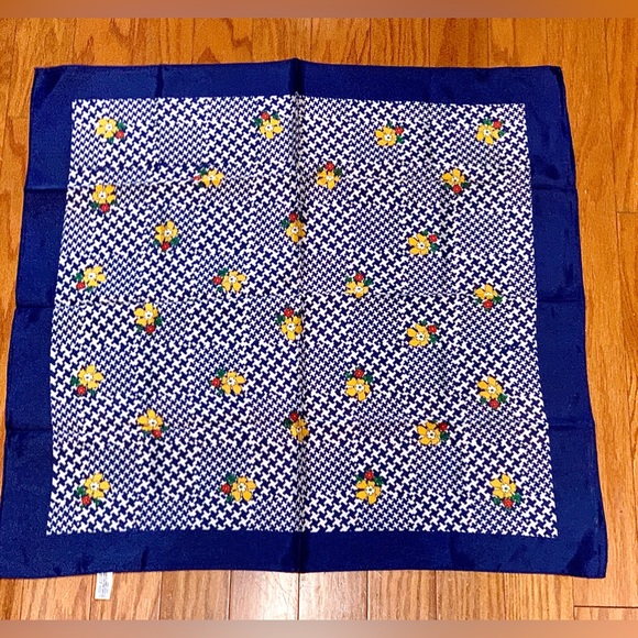 Vintage Water Repellent Acetate Floral Houndstooth HENRYSON ALL WEATHER SCARF - Picture 3 of 15